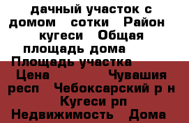 дачный участок с домом 3 сотки › Район ­ кугеси › Общая площадь дома ­ 10 › Площадь участка ­ 300 › Цена ­ 80 000 - Чувашия респ., Чебоксарский р-н, Кугеси рп Недвижимость » Дома, коттеджи, дачи продажа   